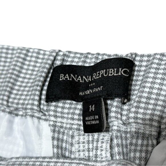 Banana Republic Hayden Pants Gray Micro Houndstooth Stretch Trousers Size 14 - Picture 3 of 10